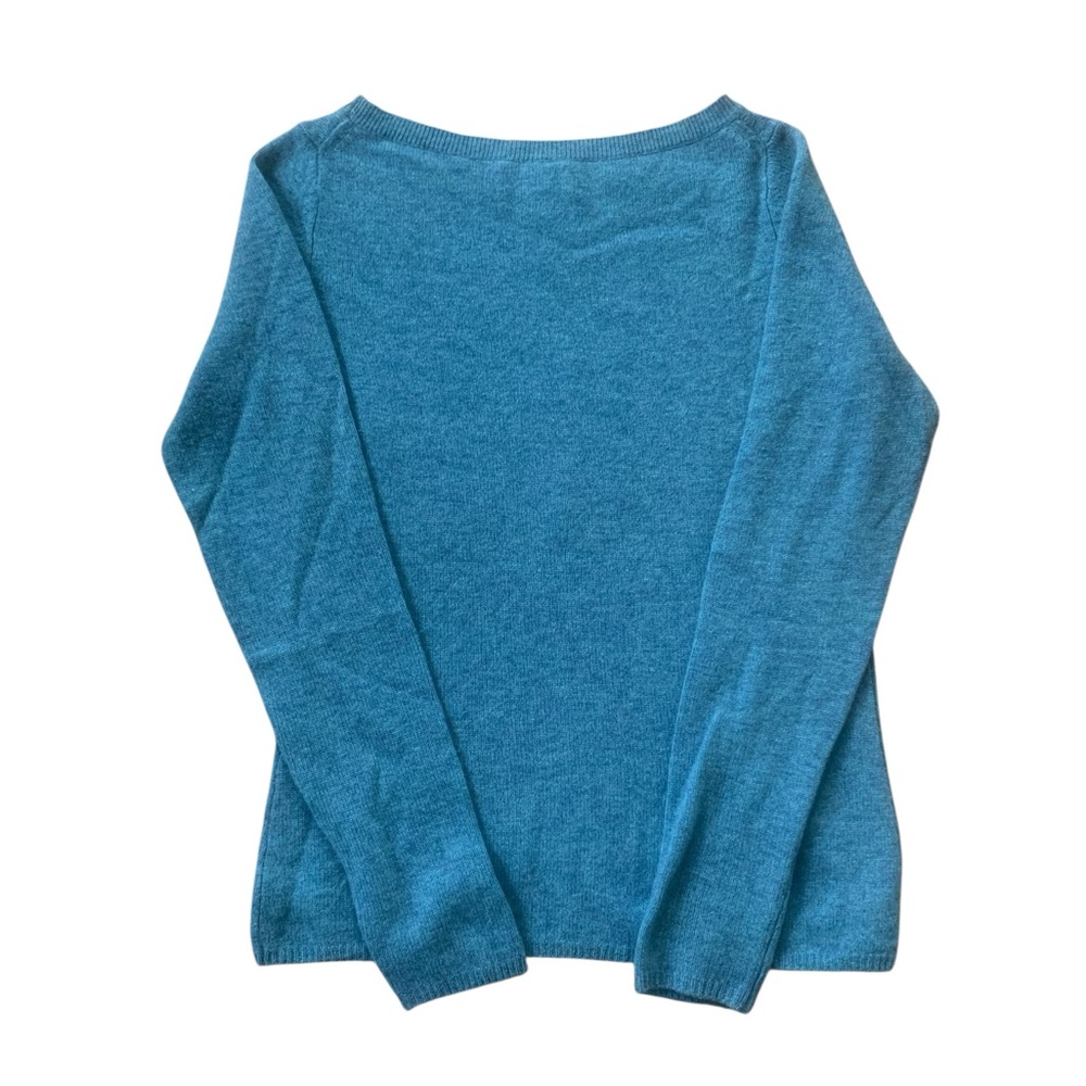 100% Cashmere Sweater Adrienne Vittadini Turquoise Blue Lightweight Spring S - Picture 2 of 3